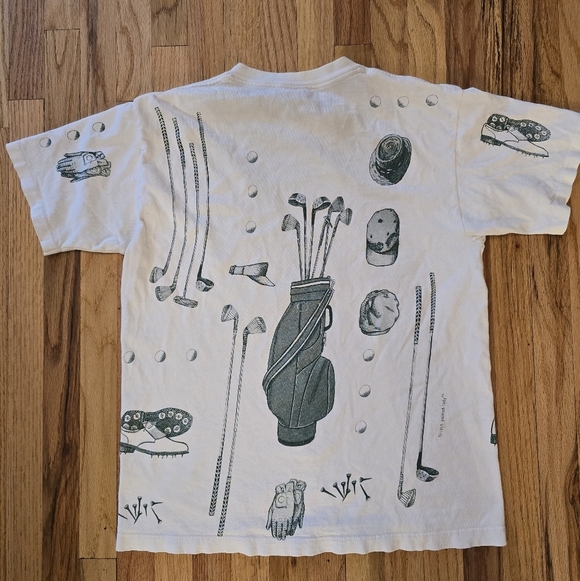 Painted Lady Vtg 90s AOP Golf Short Slv T Shirt Size L Single Stitch White - Picture 5 of 10